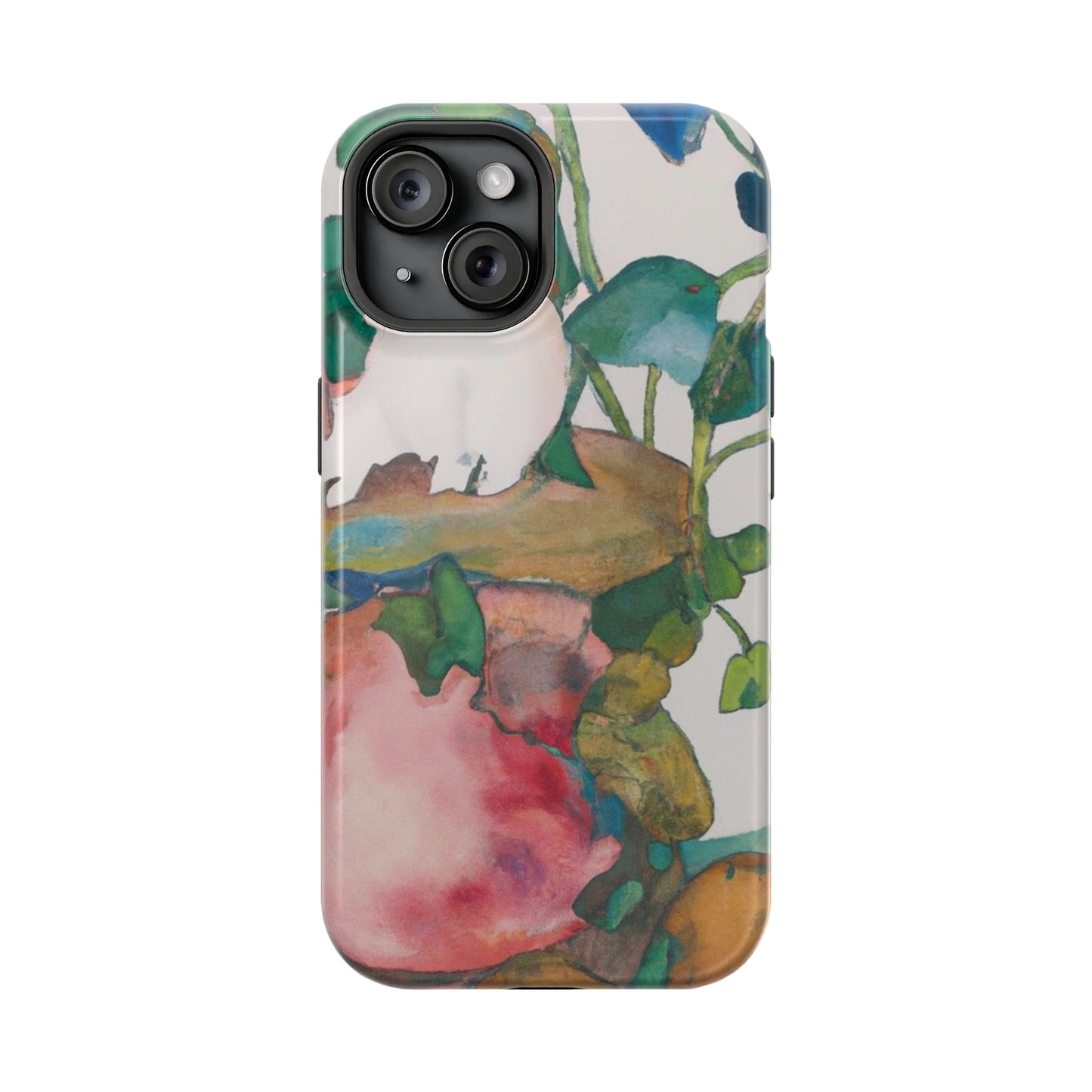 Abstract Watercolor MagSafe iPhone Case- "Pomegranate Whispers 2"