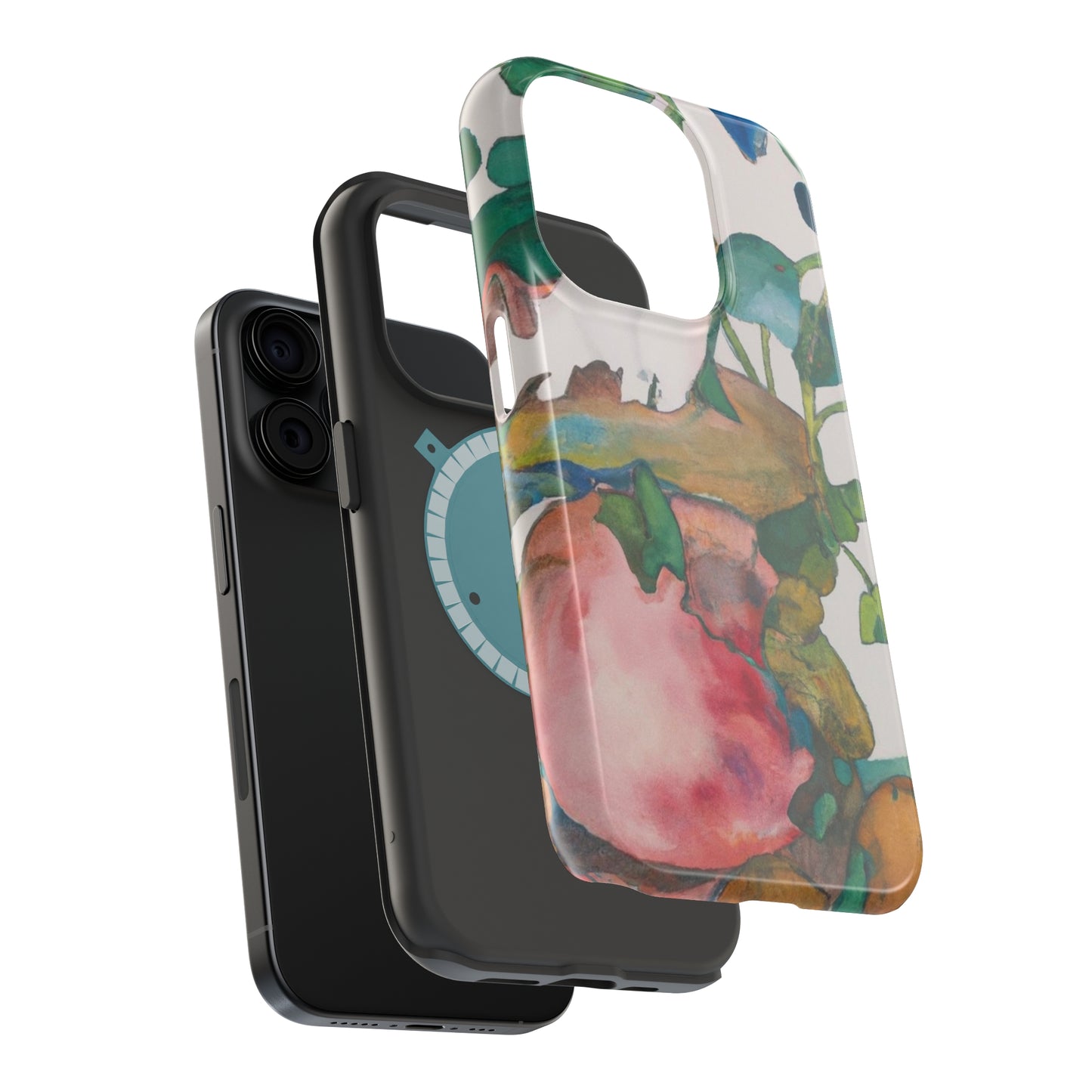 Abstract Watercolor MagSafe iPhone Case- "Pomegranate Whispers 2"