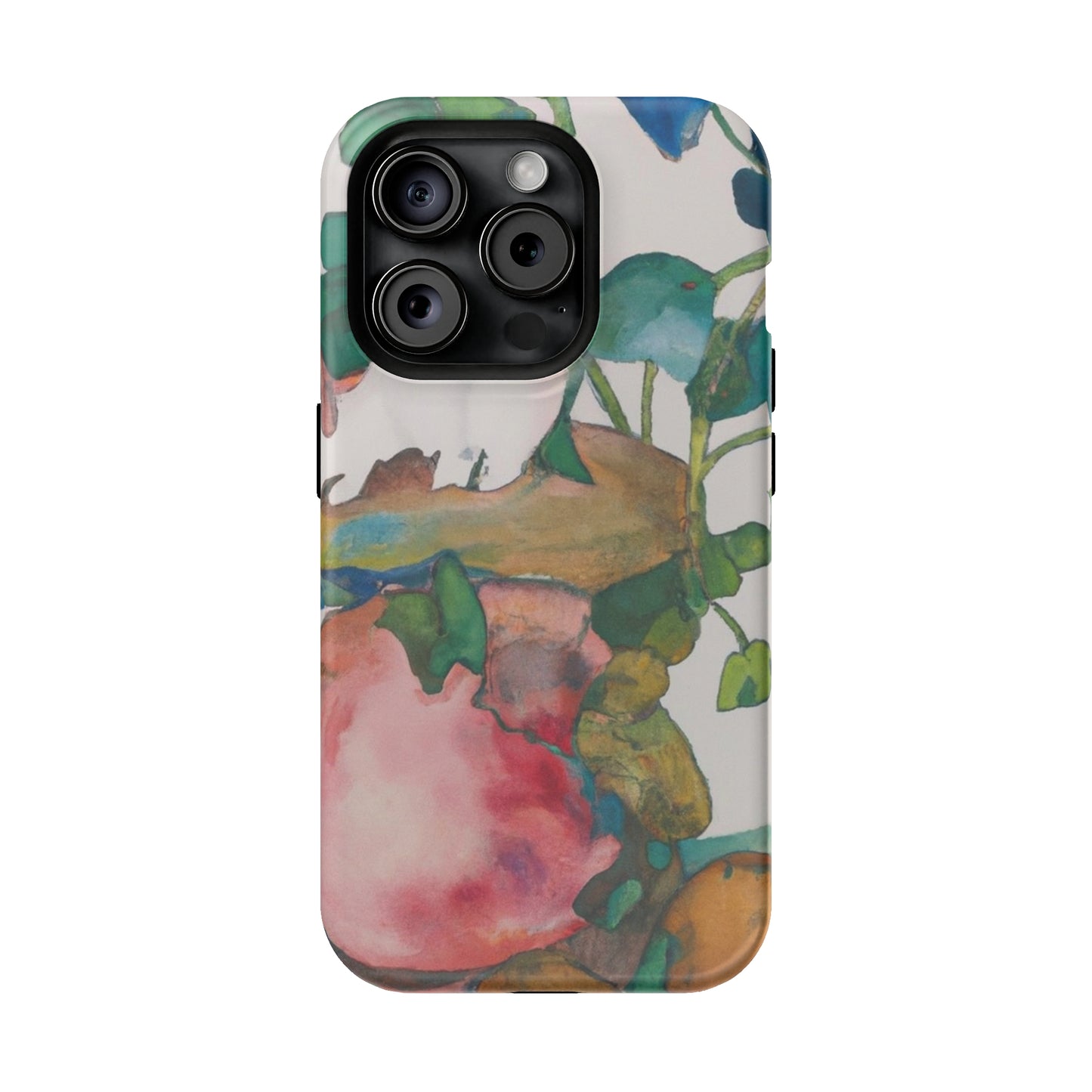 Abstract Watercolor MagSafe iPhone Case- "Pomegranate Whispers 2"