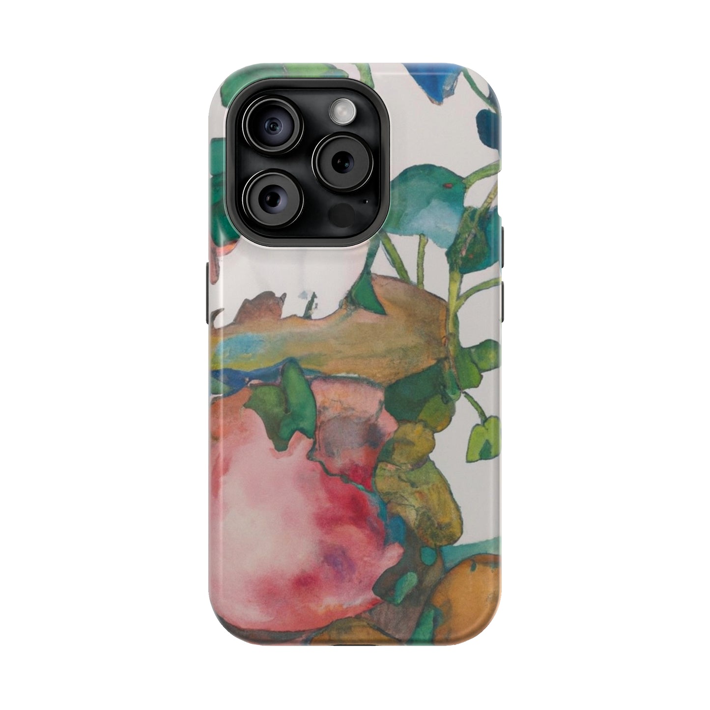 Abstract Watercolor MagSafe iPhone Case- "Pomegranate Whispers 2"